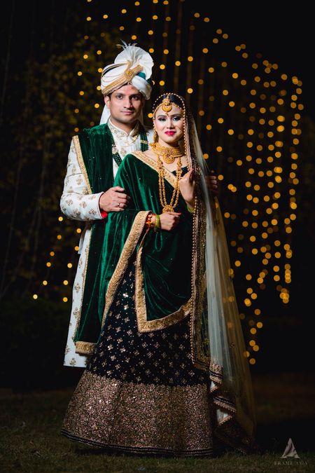Buy Green Velvet Bridal Wear Dori Work Lehenga Choli Online From Wholesale  Salwar.
