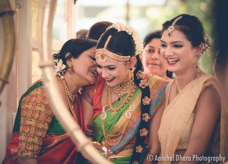 South Indian Bride with Bridesmaid candid shot
