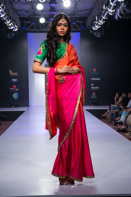 Photo of pink and orange ombre saree