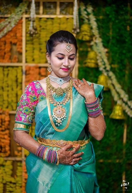 Turquoise Wedding Sarees Photo kanjeevaram saree