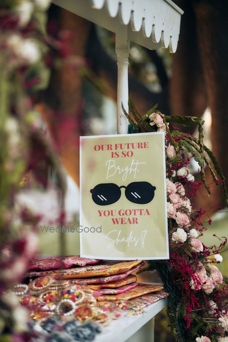Photo of Sunglasses as favors for a wedding event