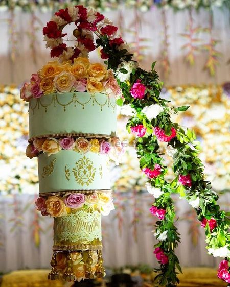 Suspended wedding cake.