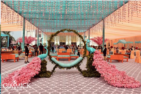 Photo of Giant floral peacock decor for a wedding