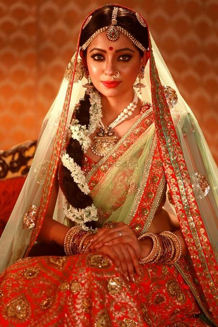 Photo of red bridal lehenga