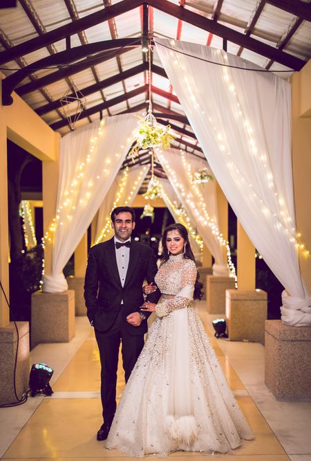 A lovely couple on their wedding amidst beautiful decor. 