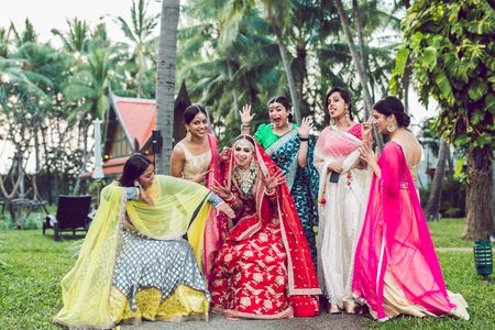 
A bride is the happiest when she is around her best friends a.k.a her bridesmaids. 