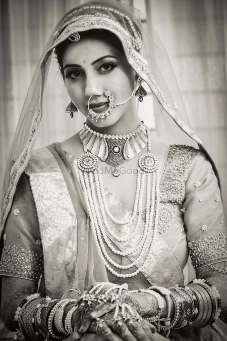 Photo of Black and White Bridal Portrait