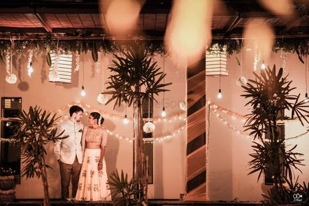 A beautiful fairy lights backdrop with the couple covered in soft lights! 