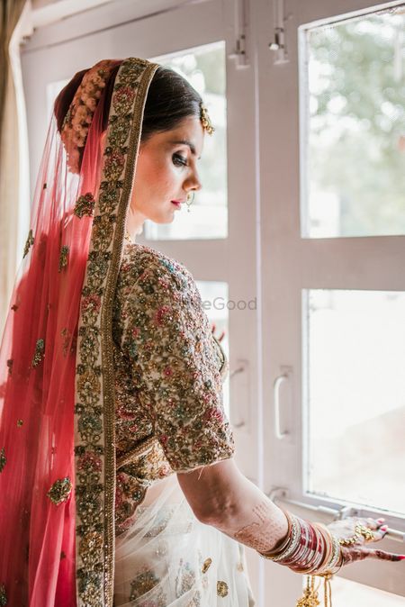Embellished floral embroidery bridal outfit 
