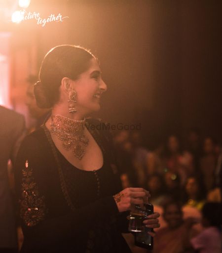Sonam Kapoor in Black at Wedding Sangeet