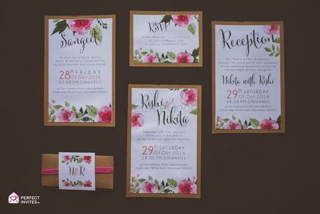 Modern Floral Wedding Card with RSVP