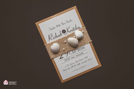 Destination Wedding Invitation Card with Shells