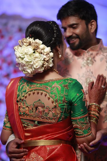 Photo of Blouse back style with Baraat design