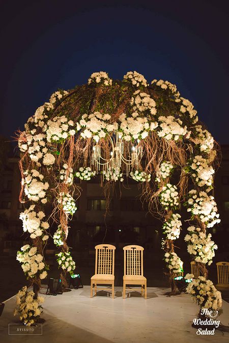 Dreamy fairytale mandap in white and green