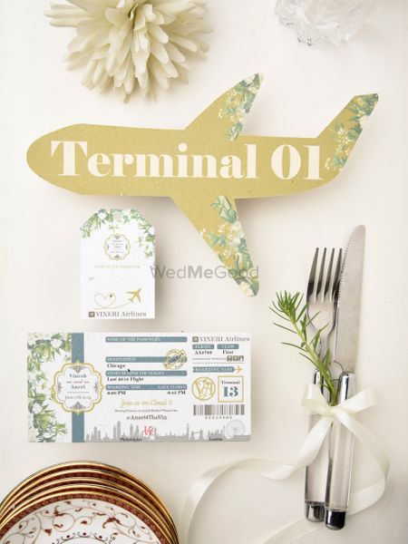 airplane theme seed paper wedding invite 