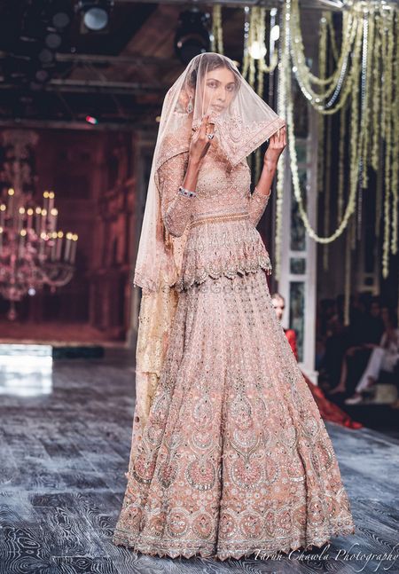 Tahiliani Soft Pink Zardozi Lehenga with  Long Blouse