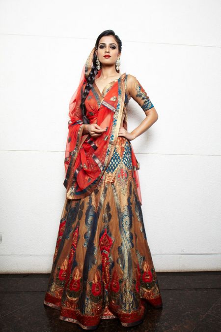 Photo of Red and blue lehenga for sangeet