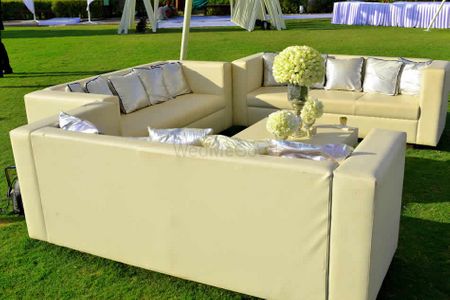 elegant cream and green morning outdoor engagement decor