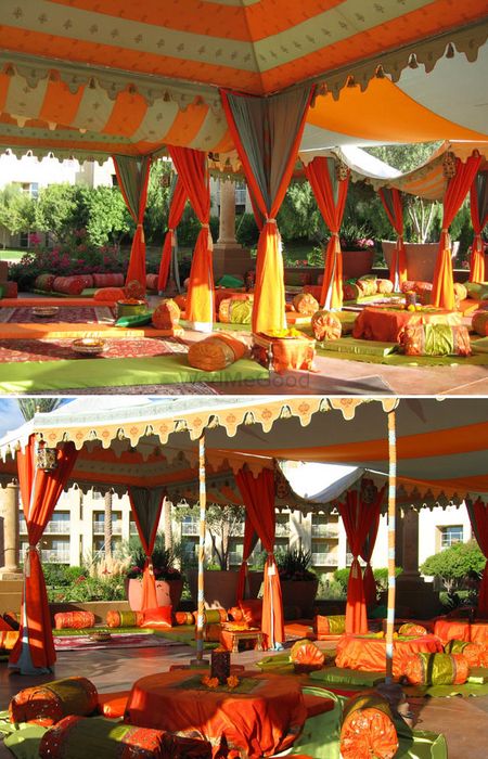Photo of orange and green tenting