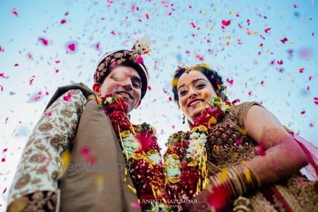 Couple Wedding Shot with Rose Petals