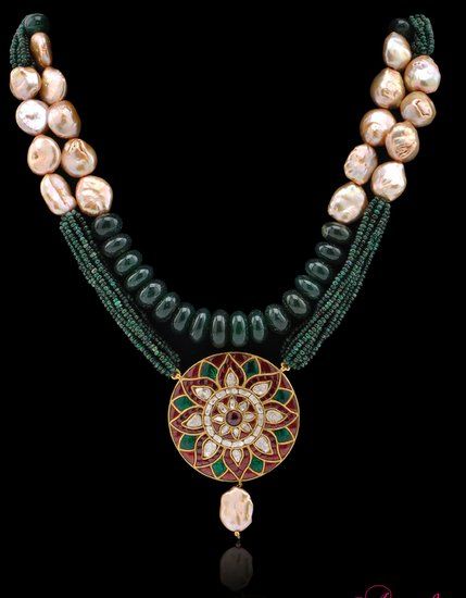 Photo of Anushree Creations green chunky emerald necklace