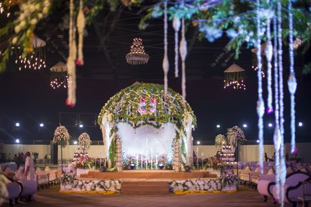 Photo of Floral mandap in green and pink
