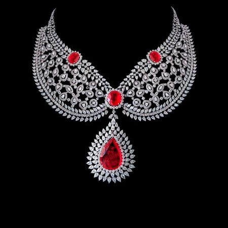 Photo of ruby an diamond necklace set