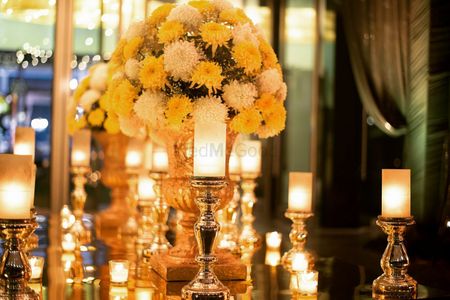 Floral vases and candles decor