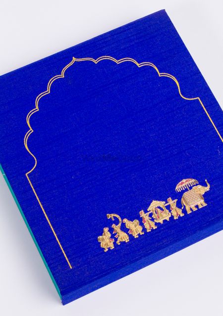 Photo of embossed elephant motif with gold embossing