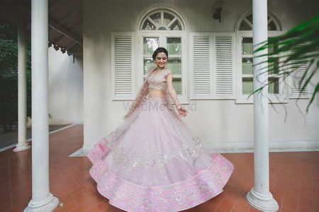 Baby Pink and Silver Twilring Lehenga