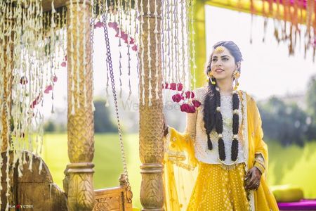 Bridal mehendi portrait with yellow outfit 