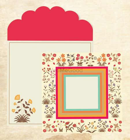 Photo of White and red floral print card