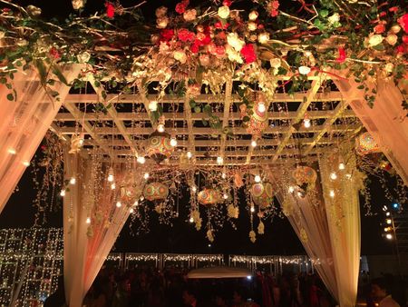 Beautiful floral decor with hanging lights