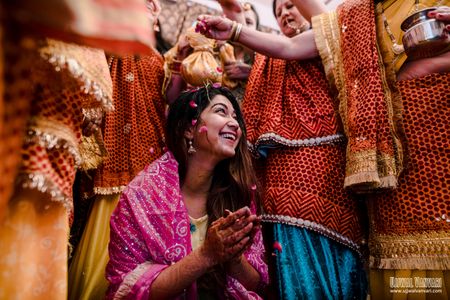 Photo of bride on haldi