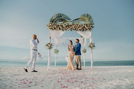 Photo of small intimate beach wedding decor idea