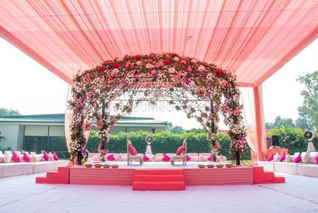 Photo of Outdoor pastel mandap decor