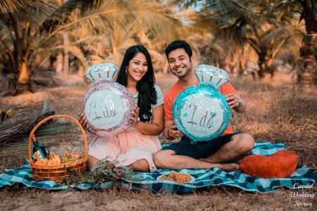 Pre wedding shoot idea with ring shaped props
