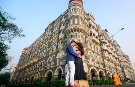 Lovely couple having their pre wedding shoot at Taj Hotel, Mumbai. 