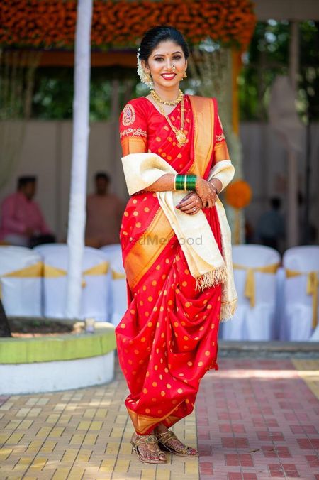 A Maharashtrian bride in red saree