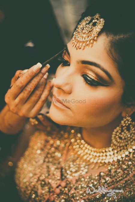 Golden bronze makeup for Indian bride