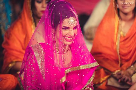 Sikh Bride with Bright Pink Veil