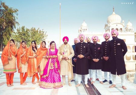 Sikh Wedding Coordinated Bridesmaids and Groomsmen
