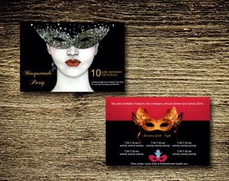 Photo of masquerade theme invitation