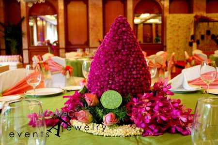 Photo of purple table centerpiece