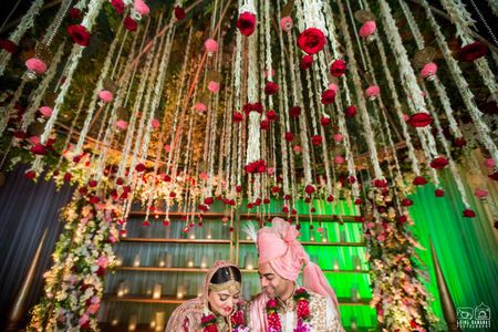Photo of Hanging floral strings wedding mandap