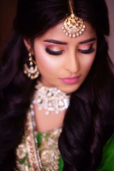 Photo of Bride with soft pink makeup on engagement