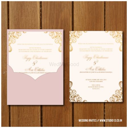 light pink and white invitation with jacket