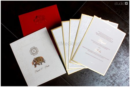 Photo of Simple Elephant Motif White Embossed Cards