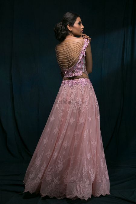 Light Pink Top and Skirt with Bejewelled Ribbed Back