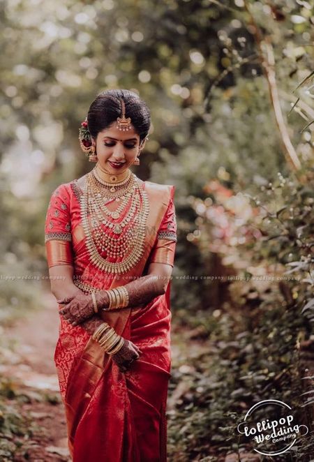 South Indian bride posing on her wedding day